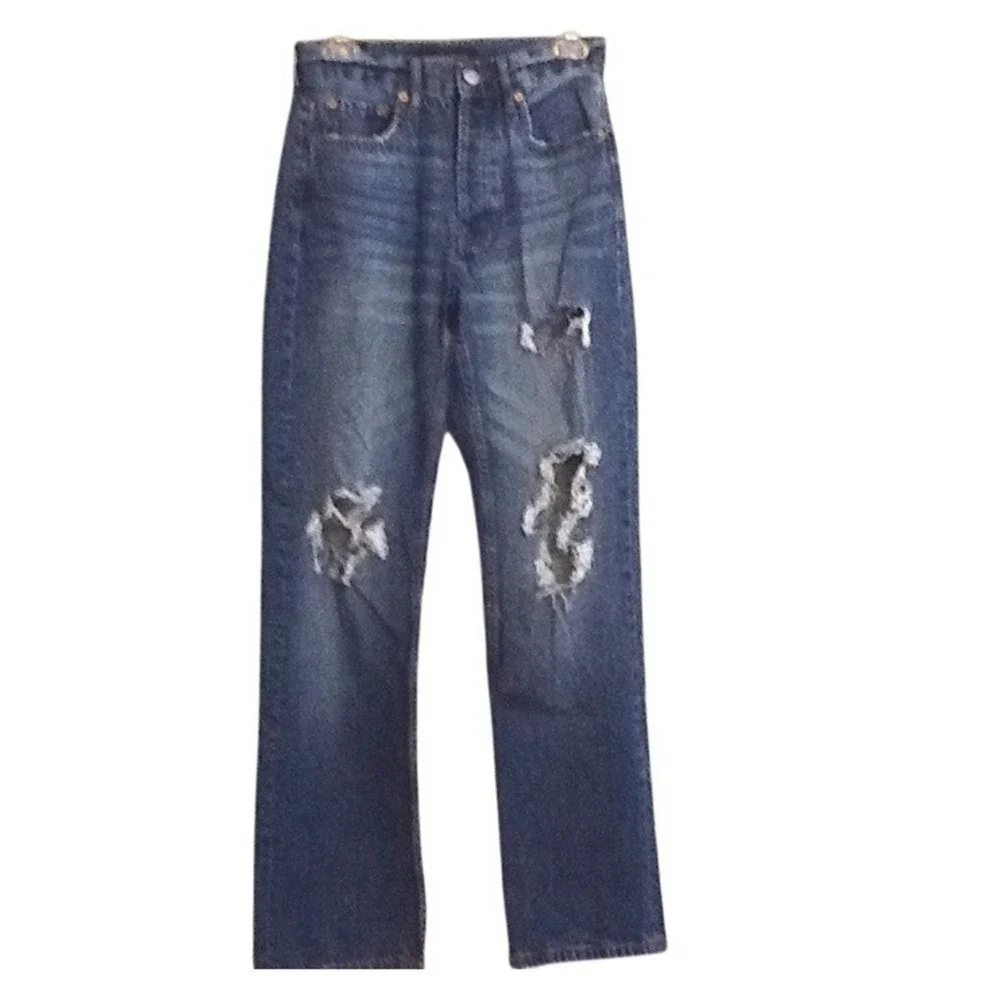 Aeropostale 90s Baggy Jeans W24‎ Size 2 Reg Distressed Denim Button Fly Y2K
